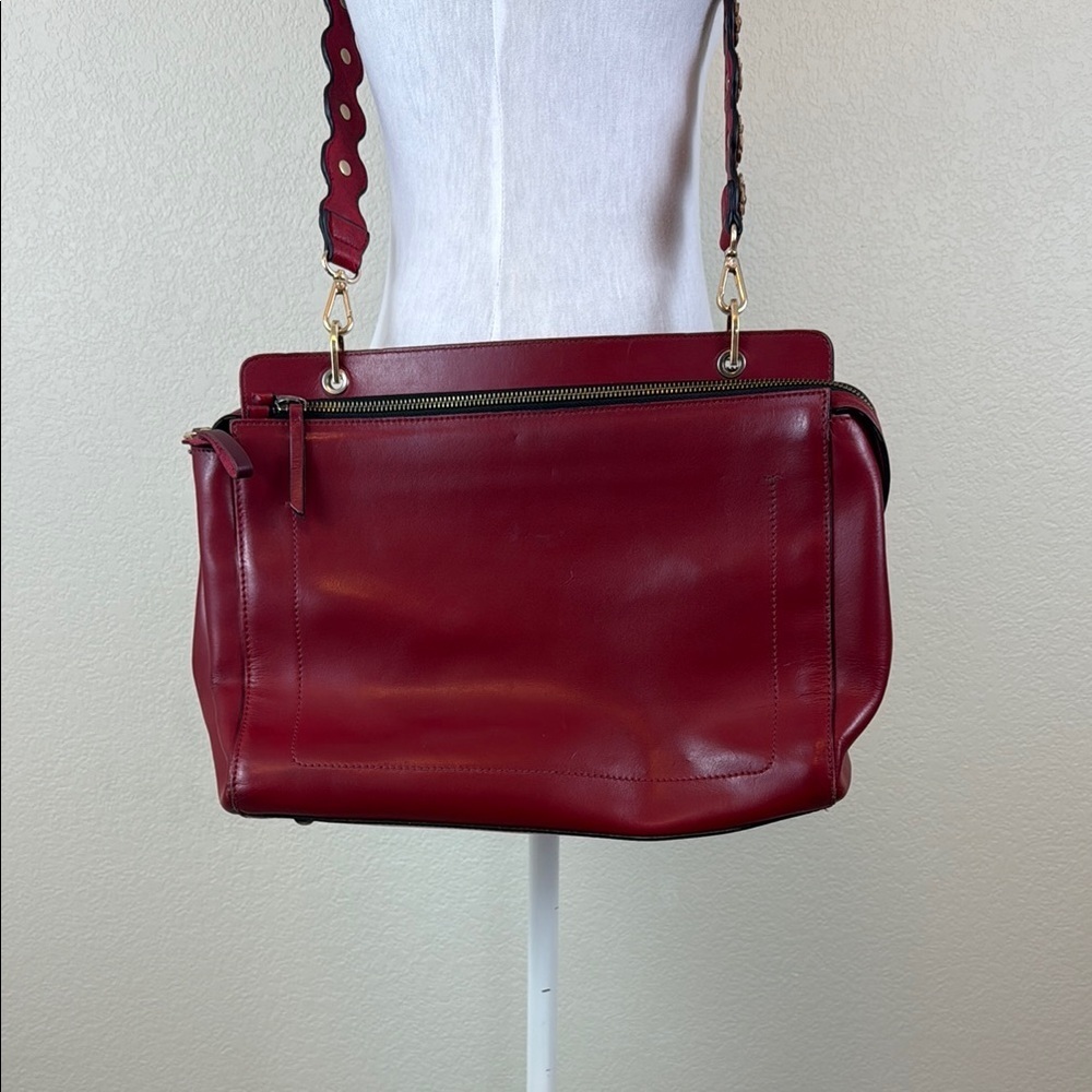 Upcycled Vittoria Napoli‎ Elegant Red Leather Shoulder Bag